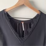 Free People  Lovin’ On You Black Lace cap Sleeve Blouse v-neck solid cute minimal Photo 5