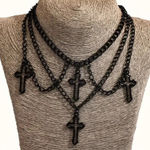 Gothic Cross Pendant, Choker Necklace, Chains, with Cross Pendant Black Photo 0