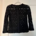 Banana Republic Black All Over Lace Back Button Down Crewneck Blouse Size XSmall Photo 3