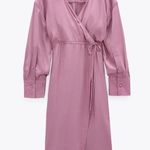 ZARA  SATIN EFFECT WRAP MIDI V-NECK DRESS Size XS NEW Photo 10