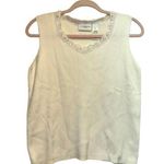 Liz Claiborne LizSport Cream V Neck Sweater Vest with Crochet Lace Trim Photo 0