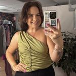 Anthropologie By  One-Shoulder Ruched Tank in Moss Size XL NWT Photo 0