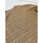 Brooks Brothers Brook Brothers Tan Metallic Cable Knit Crew Neck Pullover Sweater Womens Sz L Photo 4