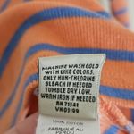 LL Bean Quarter Zip Striped Sweater Mock Neck Cotton Salmon Blue Size Medium M Orange Photo 4