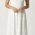 Anthropologie Maeve Anastasi Smocked Mini Dress in White Lace Size Medium Photo 0