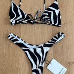 Swim by Di Bikini Top & Bottoms Set Zebra Flemish Knot Size XS Black White Photo 0