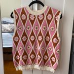 Mango - Retro Pink and Brown Sleeveless jumper - Size Small Photo 3