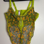 Savage X Fenty Floral Lace Corset Teddy Bodysuit Neon Green 3X Photo 0