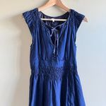 Anthropologie Maeve Ingrid 100% Silk Dress Sapphire Blue Womens Size 2 Smocked Photo 3