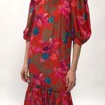 Authentic Vintage Emanuel Ungaro Red Floral Banshee Styled Midi Dress Size 8 Photo 0