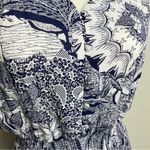 Christopher & Banks  Sleeveless Maxi Dress Woman’s Sz Large Blue White Botanical Photo 2