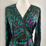 VELVET Graham & Spencer Bridget printed Wrap satin minidress, Multi, Medium, NWT Green Photo 5