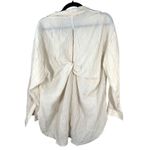 ZARA  Cream Open Back Ribbed Gauze Long Sleeve Oversized Button Blouse Size Small Photo 3