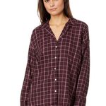 Madewell Purple Brown Plaid Oversized Nikki Flannel Button Down PJ Top EUC Sz S Photo 13