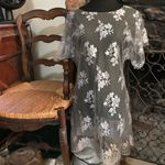 Indah  Sheer Gray Floral Lace Dress/Cover-Up Photo 2