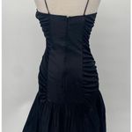 Vintage 80s Hi Low Mermaid Midi Dress Cocktail Bow Ruffle Hem Black Silver 6 Photo 6