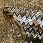Perry Ellis NEW NWT Brown Tan White Chevron Crochet Knit Y2K Bikini Bottom Small Photo 2