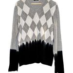 Michael Kors Ink Dipped Argyle Gray Sweater Womens Sz XL Preppy Academia Grunge Photo 0