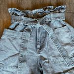 ZARA Gray Denim Paper Bag Shorts High Waist Belt Patch Pocket Size 2 Jean Shorts Photo 8