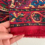 EUC women’s red paisley print pattern soft lightweight fringe hem fashion scarf‎ Photo 1