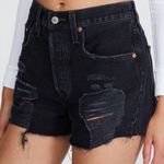 Levi's LEVI’S 501 Black Distressed Rip Raw Hem Denim Shorts Size 25 Photo 0