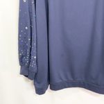 Roamans Plus Size 18W‎ 20W Sweatshirt Top Rhinestone Sleeve Studded Blue 1070 Photo 3