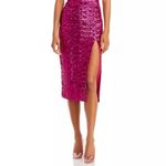 Amanda Uprichard NWT Liz Feather Trim Strapless Sequin Dress in Hot Pink Size XL Photo 9