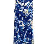 Farm Rio  NWT Women’s Size L Blue White Tropical Groove Cutout Detail Midi Dress Photo 7