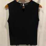 Cute Black flowy lightweight pin tucked sleeveless top Nude pull on jersey feel Size M Photo 1