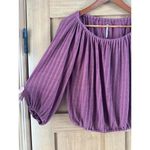 Free People 3/4 Puff Sleeve Scoop Neck Textured Blouse Mauve Women’s size Small Photo 1