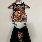 Jovani  45302A two piece floral colorful embroidered black tulle prom dress NEW 2 Photo 3