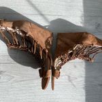 Jessica Simpson Becky Fringe T-strap Wedge sandals -Honey tan size 9 Photo 8