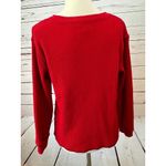 Madewell  long sleeve‎ thermal shirt Red waffle knit Vneck Christmas Small Blouse Photo 5