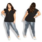 City Chic Zip Fling Flutter Sleeve Blouse Photo 7