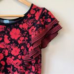 Anthropologie Eva Franco Ruffled Mini Sweater Dress Red Size L Photo 2
