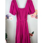 Draper James  RSVP Bright Pink Puff Sleeve Midi Dress - Size - Small Photo 1