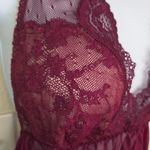 Victoria's Secret Elegant Lace Halter Babydoll Lingerie Dress Burgundy Large Photo 3