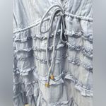 Free People  Light Baby Blue v-neck ruffle bow tiered tunic dress Photo 4