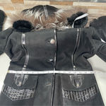 MODA'S genuine shearling suede fur coat jacket winter coat brown warm Sz M Black Size M Photo 9