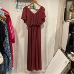 Vintage 70’s glam boho burgundy crochet top open shoulder maxi dress tie belt Red Size XS Photo 11