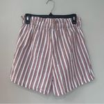 SheIn Pink and White Striped High Rise Shorts with Tie Photo 3