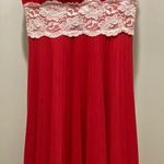 XOXO VTG Y2K 2000s  Fuchsia Hot Pink & White Lace Pleated Mid-Length Dress - L Photo 8