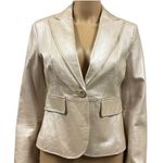 Worthington Genuine Leather Champagne Beige One Button Blazer Style Jacket Faux Pocket XS Photo 0