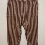 PACT Harbour Relaxed Pant in Husk Stripe Size XXL Brown Cotton Hemp Fall White Photo 1