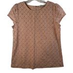 Loft Petite Lace Cap Sleeve Zipper Back Top Rose Gold Metallic Size S Photo 0