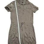 Ann Taylor 100% Silk Bronze Brown Cargo Utility Shirt Dress sz 14 Photo 7