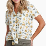 Kuhl  Elsie Lemon Fruit Tie Front Short Sleeve Cotton Blend Shirt Women’s Size XL Photo 0