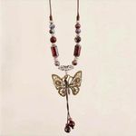 Retro Hollow‎ Copper Butterfly Pendant With Ceramic Beads Necklace Ethnic Style Photo 8