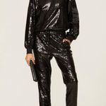 Nicole Miller Stretch Long Sleeve Hoodie in Black Sequins - Size XL Photo 1