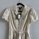 Paige  Aislee Belted Linen Blend Jumpsuit in Parchment New Size 4 Photo 6